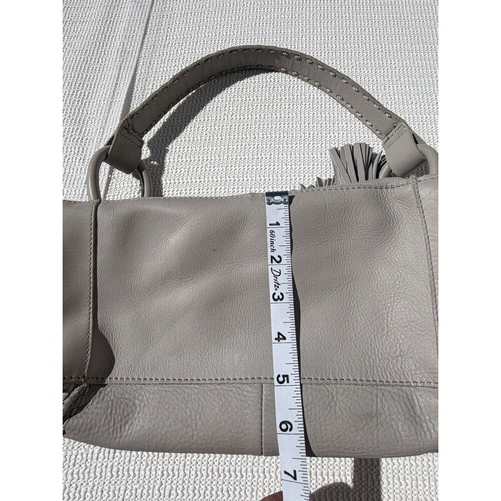 The Sak Los Feliz Medium Leather Shoulder Bag Gray Tooled Floral Tassel Boho - Picture 13 of 16